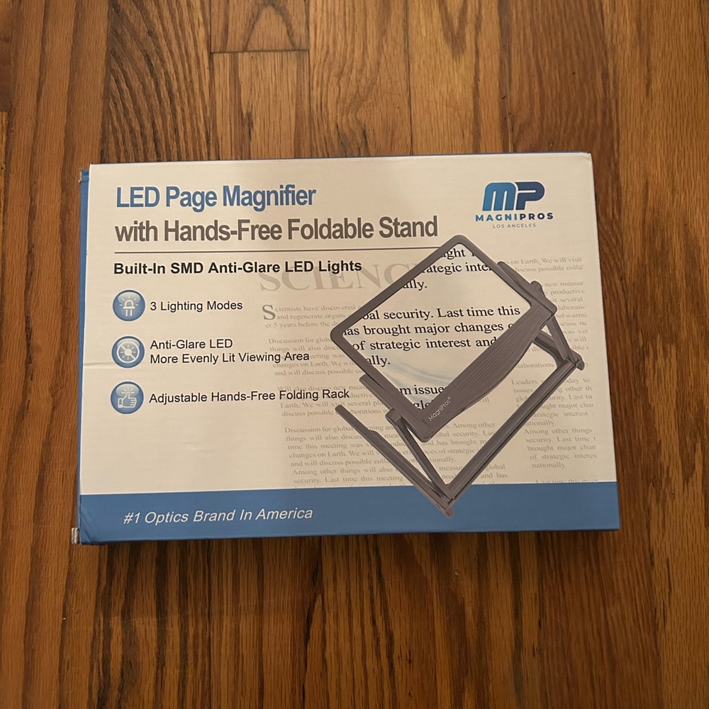 MP Magnipros LED Page Magnifier W/ Hands-Free Foldable Stand - In Original Box